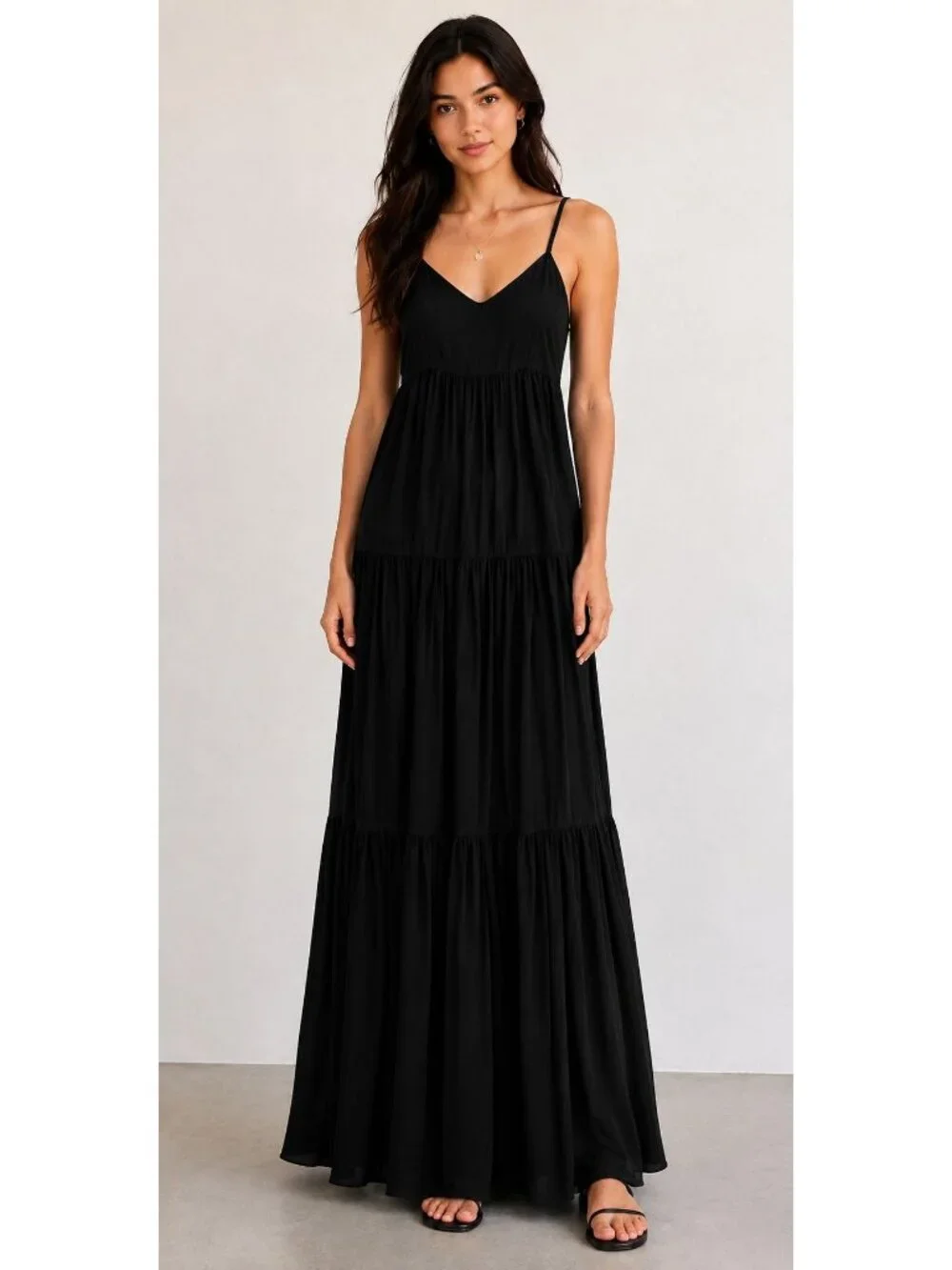 NWT $2390 Michael Kors Sleeveless Tiered Maxi Dress Black Size 2